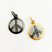 Diamond Sterling Silver Round Peace Enamel Charm